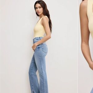 Good American Blue Flare Wide Leg Jeans